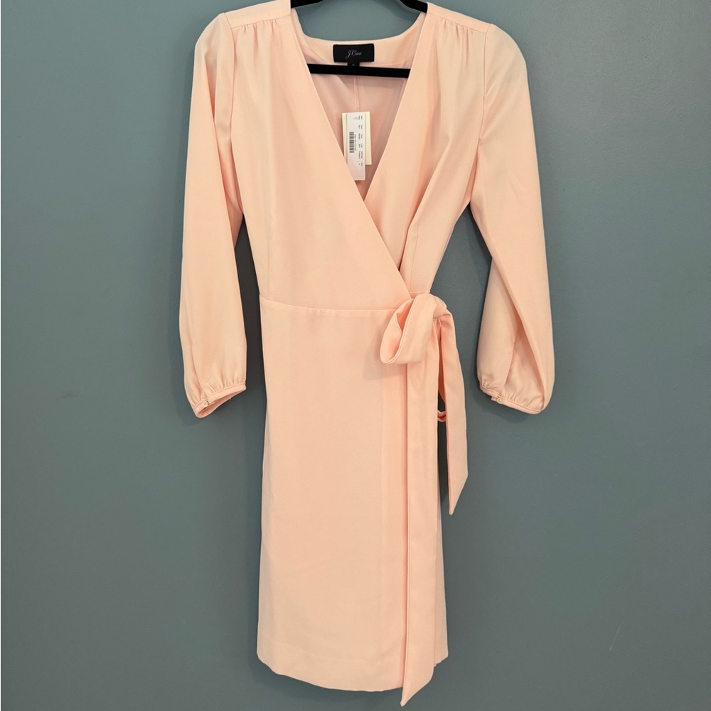 J. Crew Soft Pink Long Sleeve Wrap Dress
